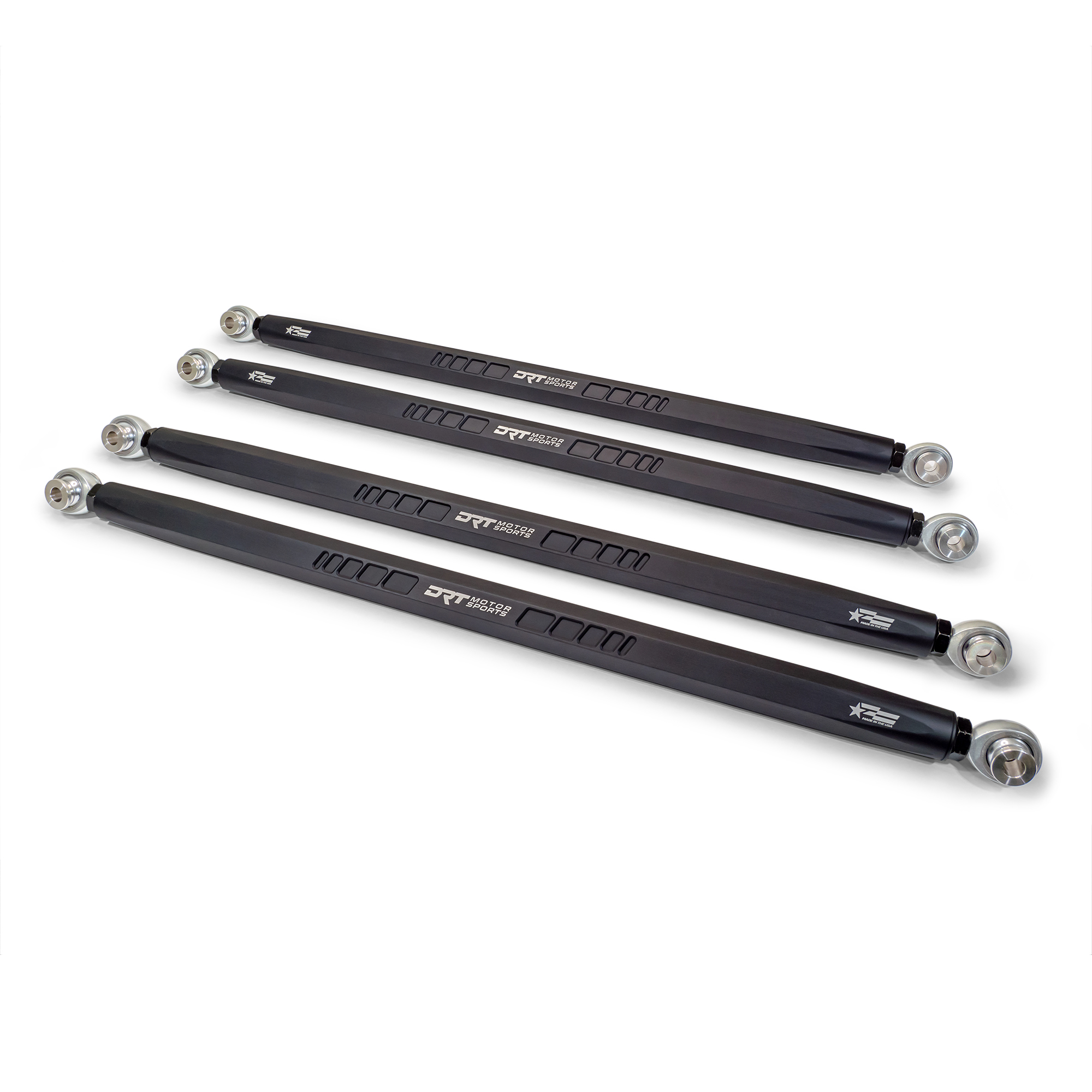 DRT Motorsports Straight Hex Bar Radius Rod Set, Black - Polaris Pro/Turbo R Platform